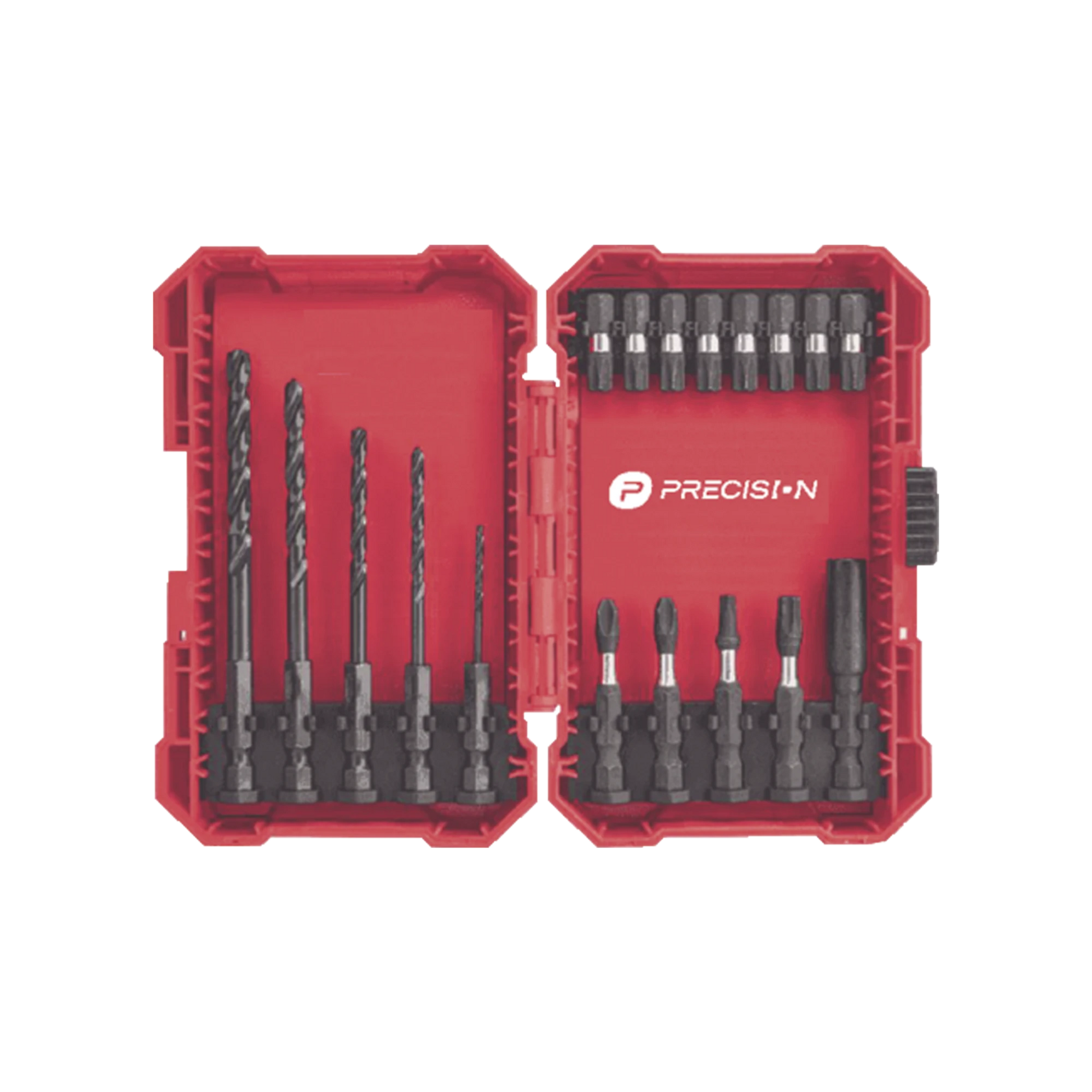 JUEGO DE 18 PUNTAS Y BROCAS PARA TALADRO ENTRADA HEXAGONAL 1/4". INCLUYE ESTUCHE.-Herramientas-PRECISION-Bsai Seguridad & Controles