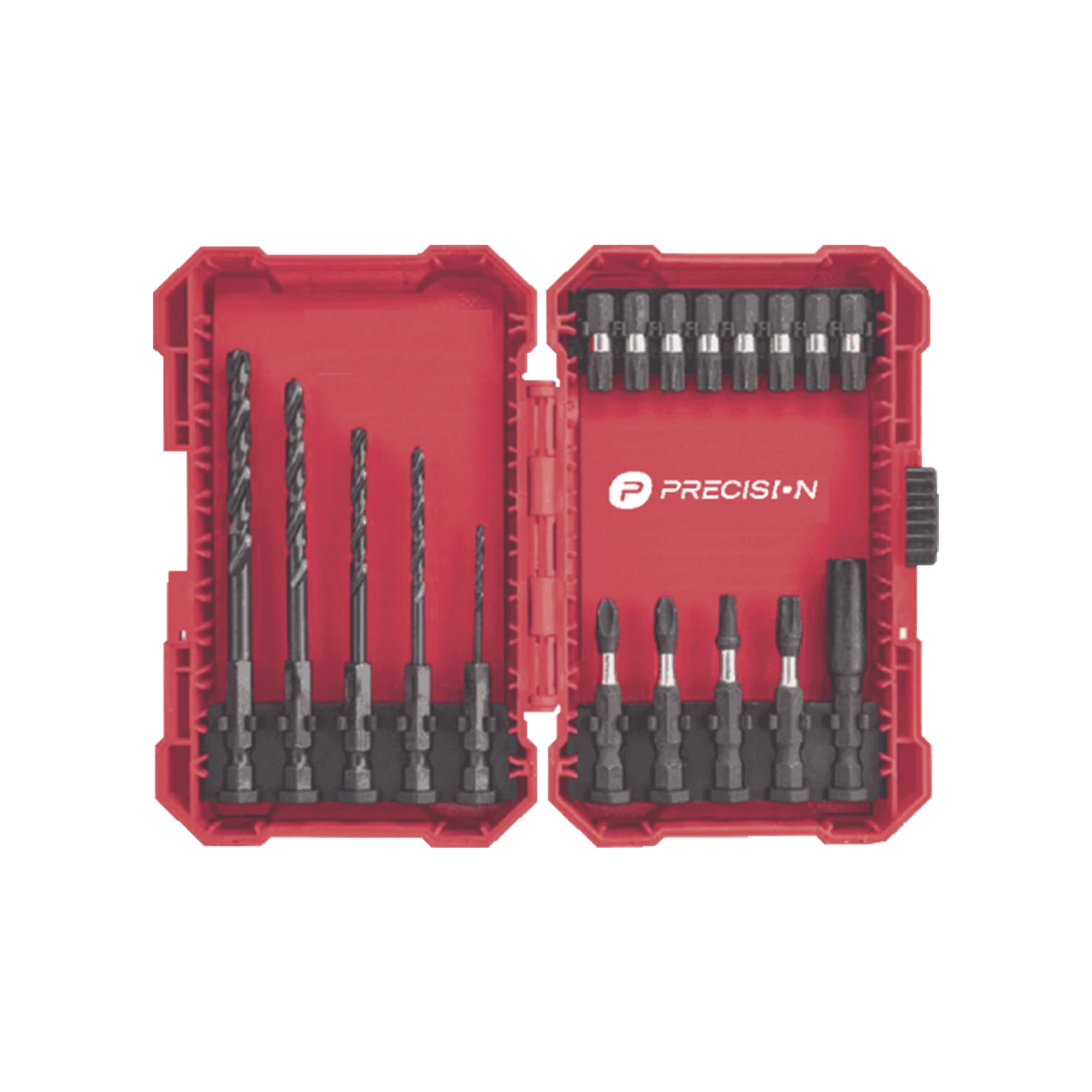 JUEGO DE 18 PUNTAS Y BROCAS PARA TALADRO ENTRADA HEXAGONAL 1/4". INCLUYE ESTUCHE.-Herramientas-PRECISION-Bsai Seguridad & Controles
