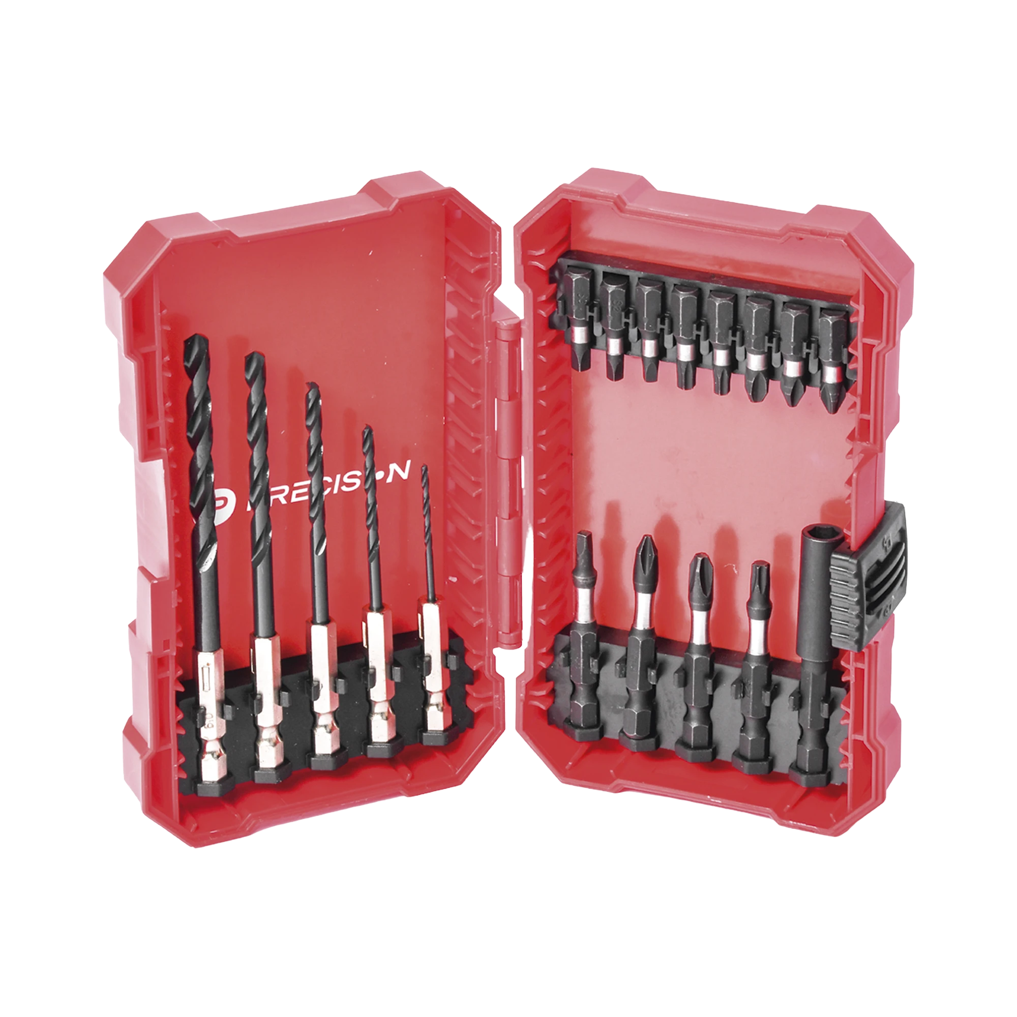 JUEGO DE 18 PUNTAS Y BROCAS PARA TALADRO ENTRADA HEXAGONAL 1/4". INCLUYE ESTUCHE.-Ferreteria-PRECISION-Bsai Seguridad & Controles