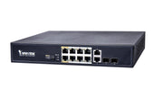 VIVOTEK AW-FGT-100D-120 - SWITCH POE NO ADMINISTRABLE/ 8 PUERTOS POE FE RJ45/ 2 PUERTOS COMBO GE RJ45,SFP/ 115W TOTALES/ 30W POR PUERTO/ 2 PUERTOS MODO EXTENDIDO HASTA 250MTS/ PROTECCIÓN 6KV/ 5.6GBPS-Switches POE-VIVOTEK-Bsai Seguridad & Controles
