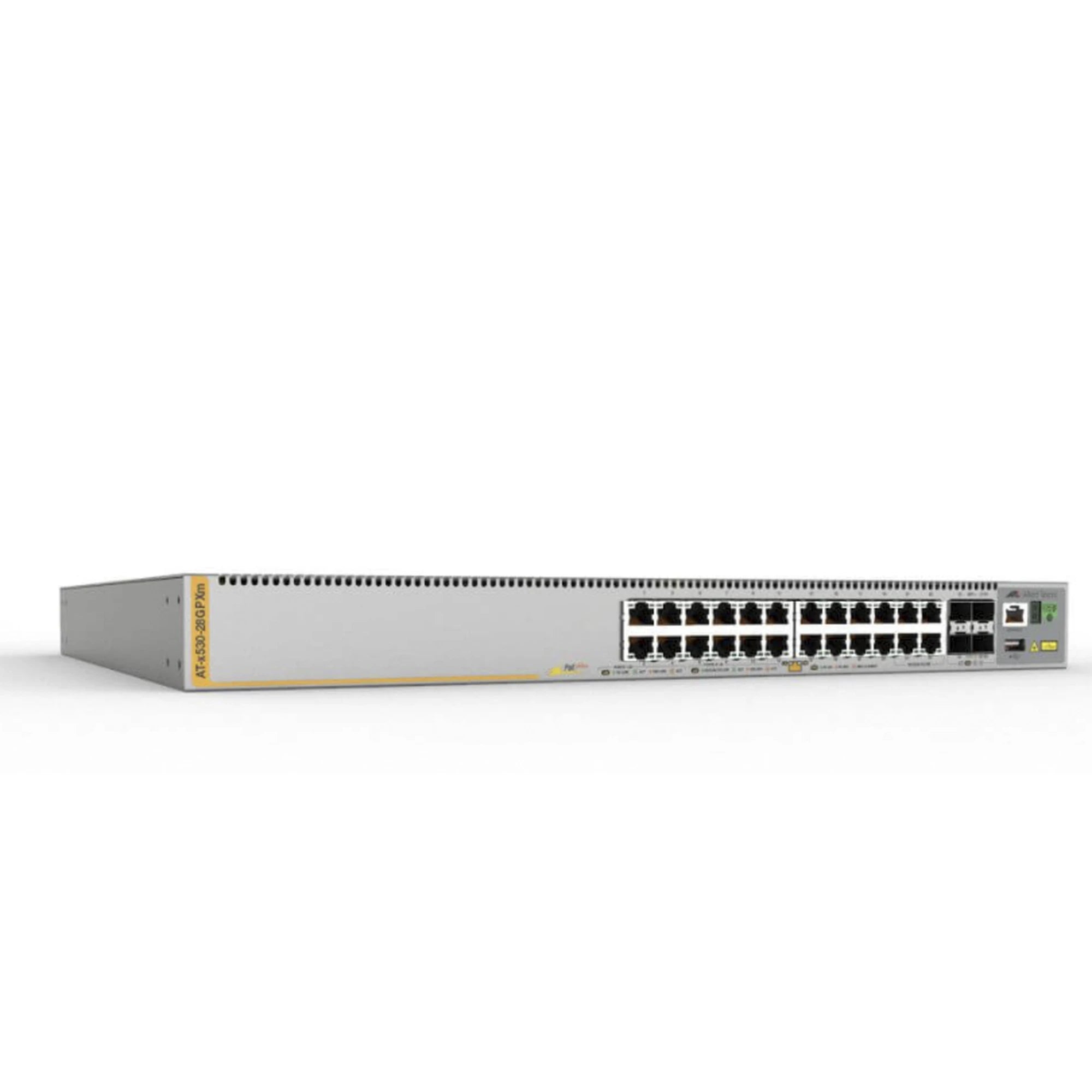SWITCH POE+ STACKEABLE CAPA 3, 20 PUERTOS 10/100/1000 MBPS + 4 X 100M/1G/2.5/5G-T + 4 PUERTOS SFP+ 10 G, HASTA 740 W, FUENTE REDUNDANTE, NETCOVER PREFERENCE-Switches-ALLIED TELESIS-Bsai Seguridad & Controles