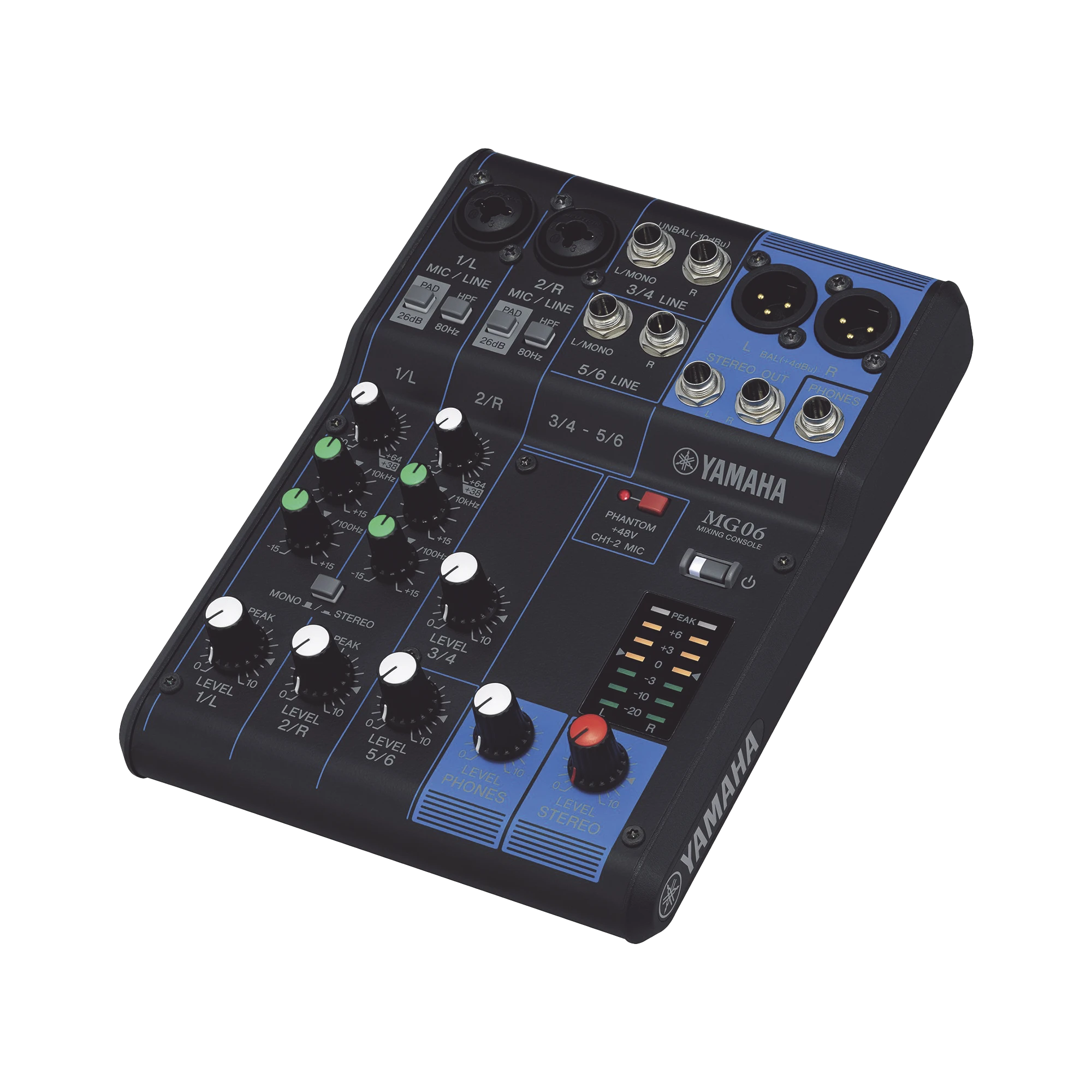 MEZCLADORA DE AUDIO | 6 CANALES | 2 ENTRADAS DE MICRO/6 DE LÍNEA (2 MONO + 2 ESTÉREO) | ALIMENTACIÓN PHANTOM-Audio Profesional-YAMAHA-Bsai Seguridad & Controles