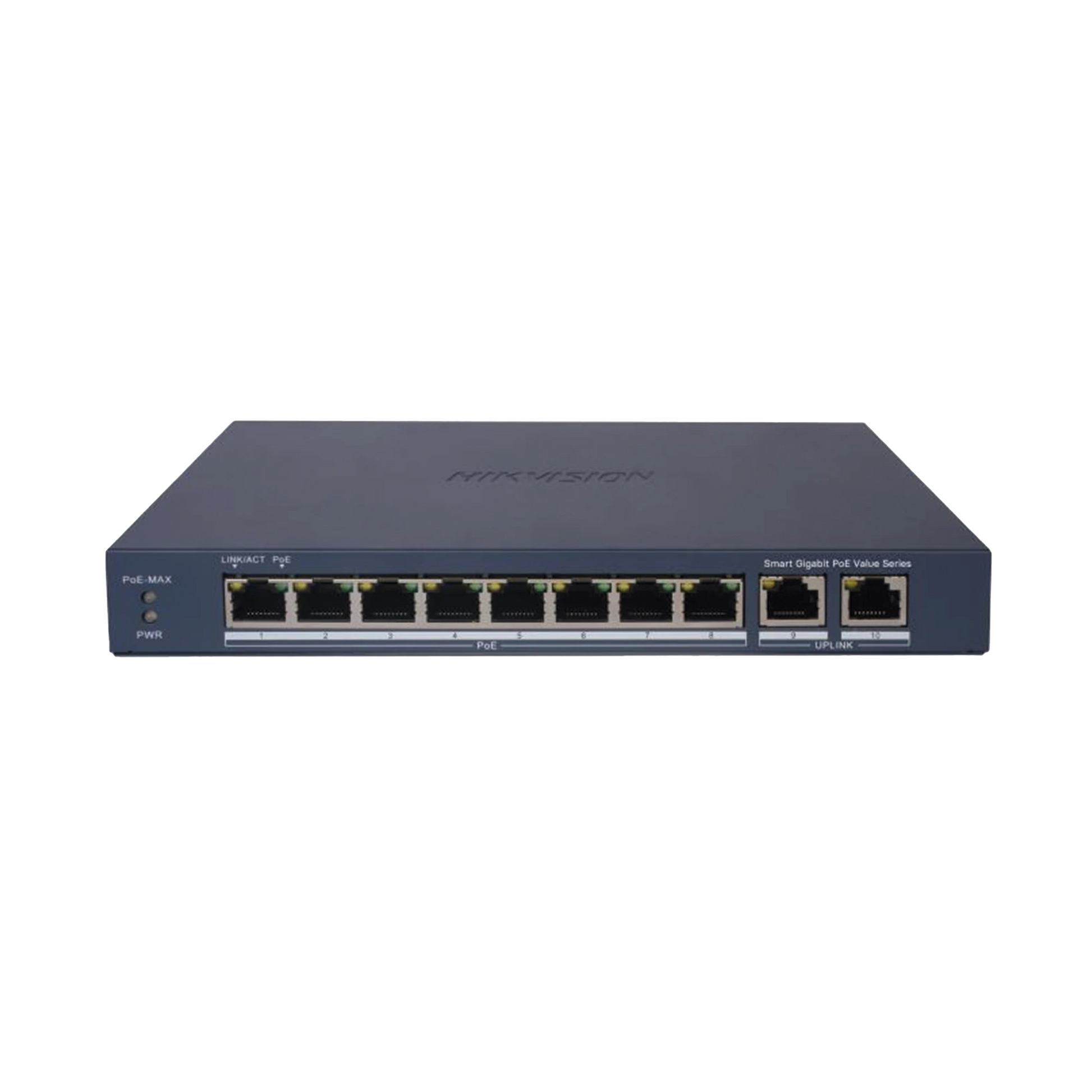 SWITCH GIGABIT POE+ / ADMINISTRABLE / 8 PUERTOS 1000 MBPS POE+ / 2 PUERTOS 1000 MBPS DE UPLINK / CONFIGURACIÓN REMOTA DESDE HIK-PARTNERPRO / MODO EXTENDIDO HASTA 300 METROS / 60 W-Networking-HIKVISION-Bsai Seguridad & Controles