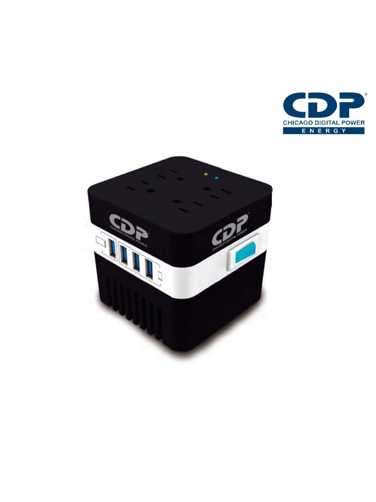 CDP RUAVR604- MINI REGULADOR DE VOLTAJE PARA EQUIPO ELECTRONICO/ 4 PUERTOS CARGA USB/ 4 CONTACTOS DE CORRIENTE/ 600VA-Reguladores y UPS-CHICAGO DIGITAL POWER-Bsai Seguridad & Controles