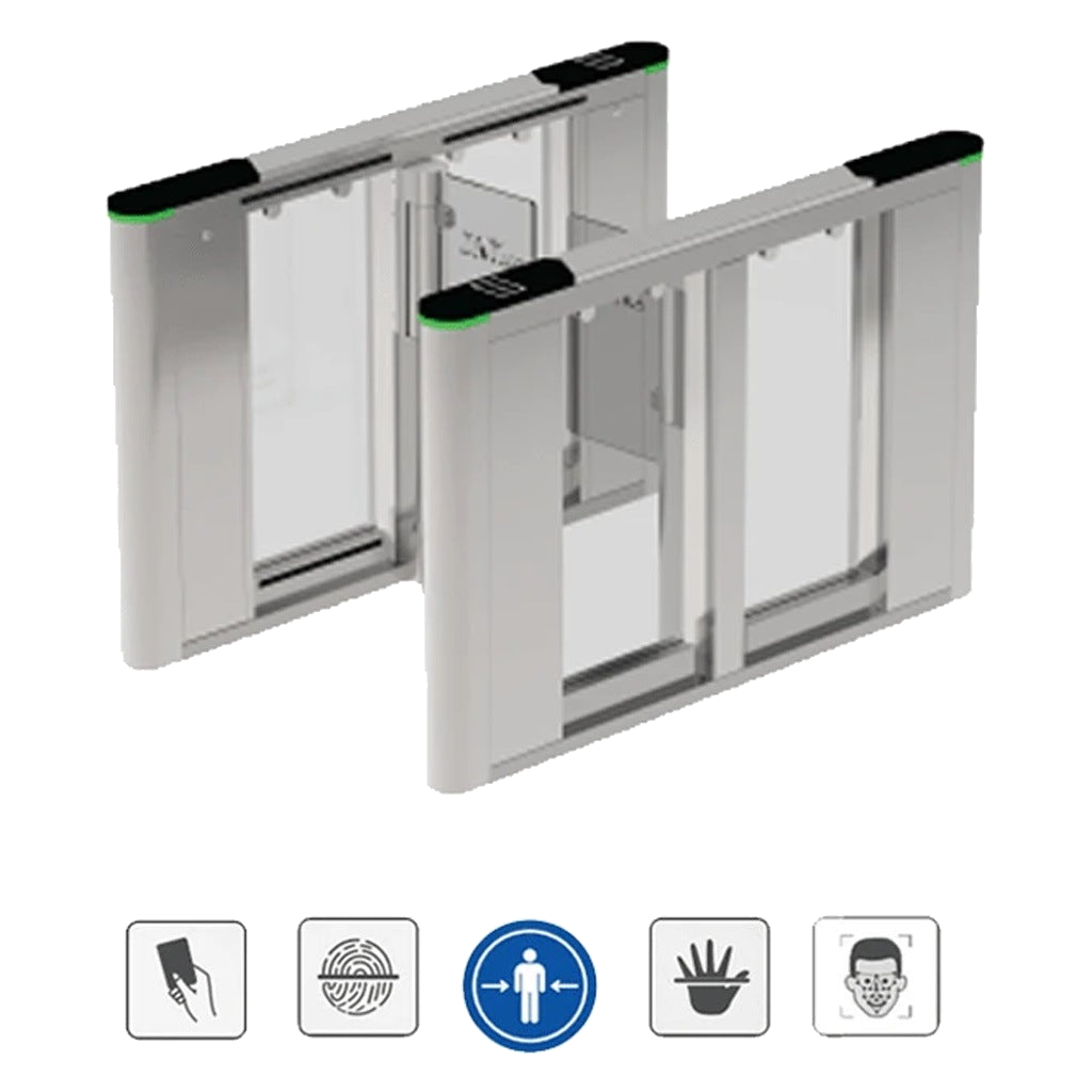ZKTECO SBTL8000-  BARRERA PEATONAL TIPO SWING BIDIRECCIONAL / ALETA DE ACRÍLICO / ACERO INOXIDABLE / SIN ACCESORIOS DE VERIFICACIÓN DE USUARIO / ALTO FLUJO / ANCHO DE CARRIL 66 CM / COMPATIBLE CON SBTL8200 PARA CARRILES ADICIONALES