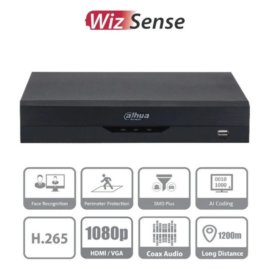 DAHUA DH-XVR5108HS-I2  - DVR DE 8 CANALES 5 MEGAPIXELES LITE/ WIZSENSE/ H.265+/ 8 CANALES HDCVI+4 IP/ HASTA 12 CANALES IP/ 2 CANALES DE RECONOCIMIENTO FACIAL/ SMD PLUS/ PROTECCIÓN PERIMETRAL/ 1 SATA DE HASTA 10 TB/ IOT&POS/ #LONUEVO