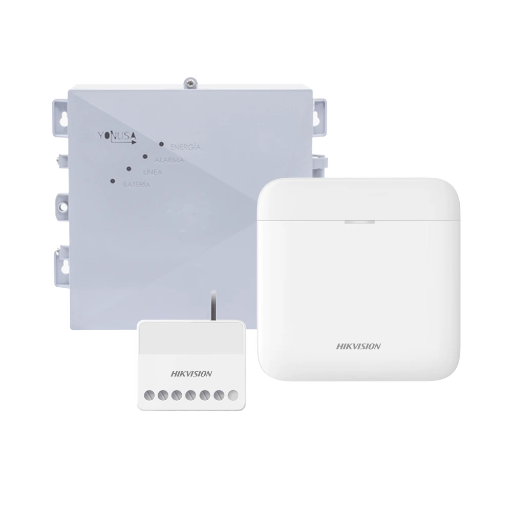 (AX PRO + YONUSA) KIT DE ALARMA AX PRO / INCLUYE: 1 HUB / 1 ENERGIZADOR 2500MTS LINEALES / 1 RELEVADOR 0 A 36 VCD (MAX. 5 A) CON ENTRADA DE ALARMA 27/7-Cercas Eléctricas-HIKVISION-Bsai Seguridad & Controles