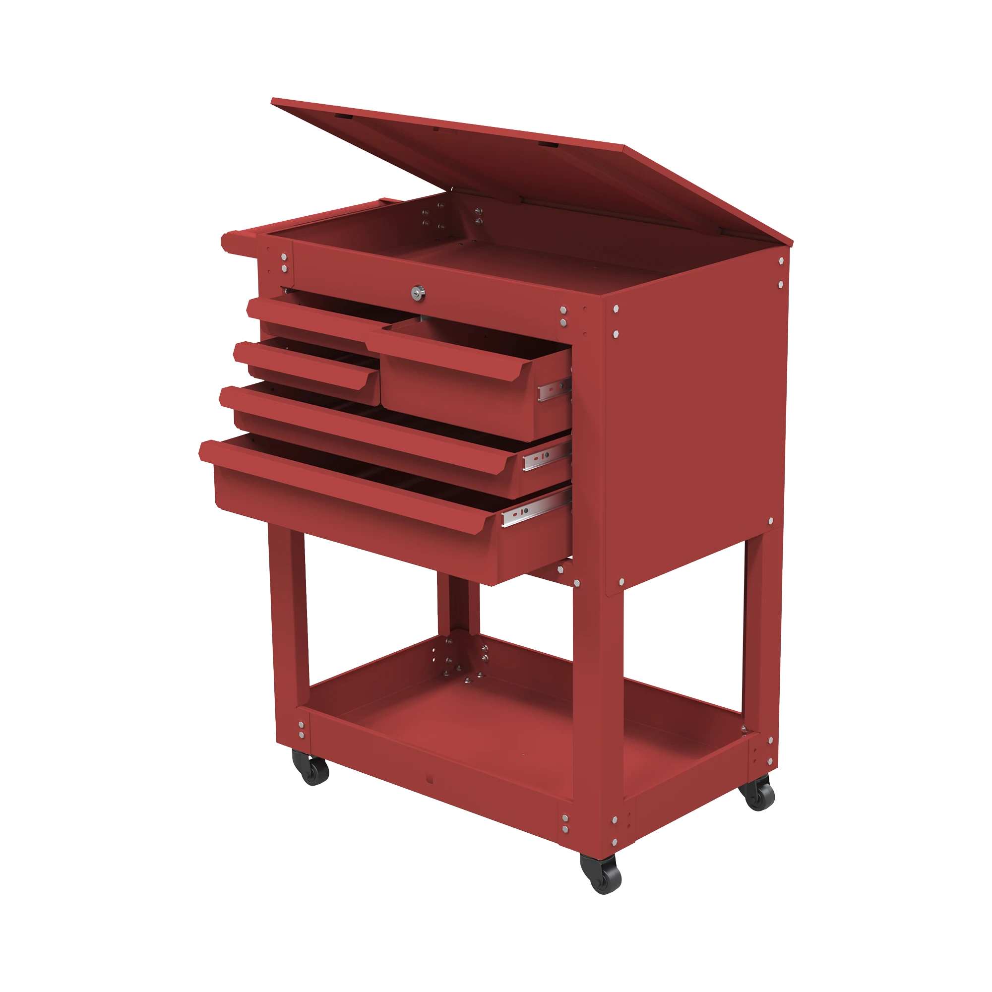 CARRO PARA HERRAMENTAL METÁLICO USO RUDO 1 CAJÓN SUPERIOR CON CHAPA / 5 CAJONES DESLIZABLES / CHAROLA INFERIOR / 77 X 94 X 50 CM (AN X AL X PROF.)-Herramientas-PRECISION-Bsai Seguridad & Controles