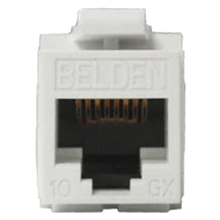 CONECTOR MODULAR JACK RJ45 CAT6A BELDEN ESTILO KEYCONNECT BLANCO COMPATIBLE CON FACEPLATE AX102660,AX102655,AX102249 PATCH PANEL MODULAR AX103114,AX103115,AX104599 ESQUEMA DE CABLEADO T568A/B HERRAMIENTA COMPATIBLE AX100749 USO INTERIOR [AX102282]