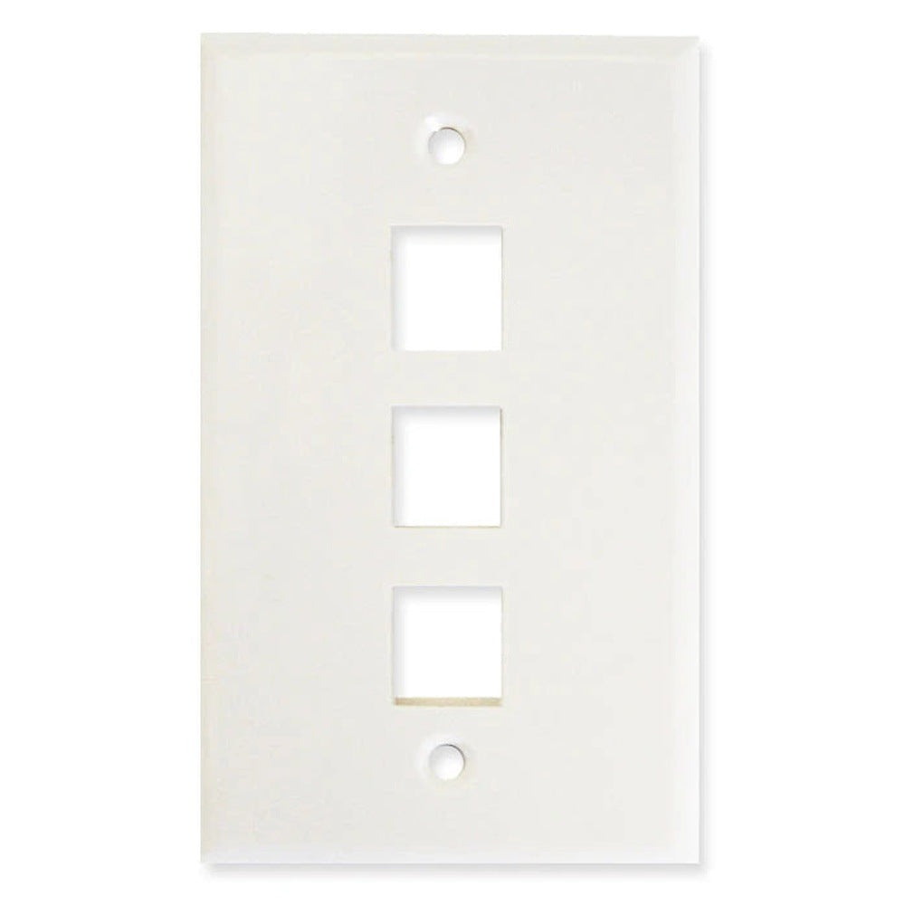 PLACA DE PARED (FACEPLATE) UNIVERSAL ENSON 3 PUERTOS ESTILO KEYCONNECT CAT6A CAT6 CAT5E CONECTORES DE FIBRA OPTICA Y COAXIALES COLOR BLANCO USO INTERIOR MATERIAL PLASTICO ABS [ENS-FP63]