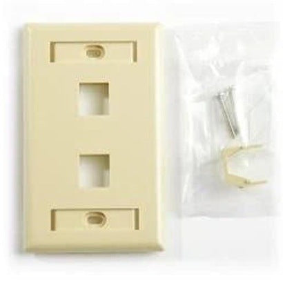 PLACA DE PARED (FACEPLATE) BELDEN 2 PUERTOS COMPATIBLE CON JACKS ESTILO KEYCONNECT CAT6A CAT6 CAT5E CONECTORES DE FIBRA OPTICA Y COAXIALES COLOR MARFIL USO INTERIOR MATERIAL PLASTICO UL94V INCLUYE TORNILLO 6-32 ETIQUETA DE CARTON VENTANA [AX104197]