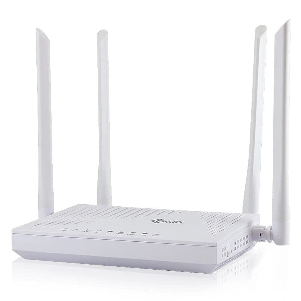 GPON ONT-ONU C-DATA FD504GW WIFI AC / 1 PUERTO GPON SC-UPC / 4 PUERTOS GIGABIT ETHERNET / WIFI AC 2X2 MIMO / FRECUENCIA DE 2.4GHZ Y 5 GHZ / ANTENAS DE 5DBI / DISTANCIA HASTA 20KM / ALIMENTACIÓN 12VDC / PARA COLOCAR EN ESCRITORIO / HOGAR [FD504GW-DX-R461]