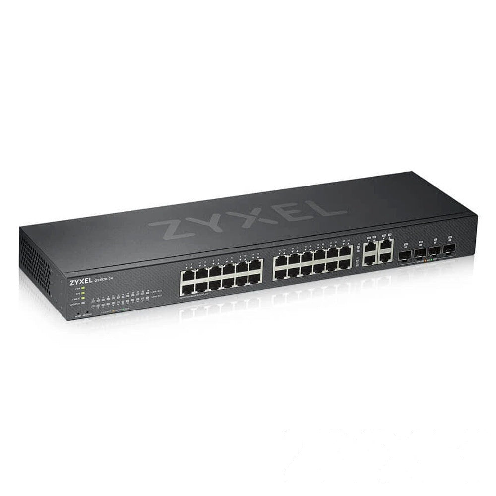 SWITCH ZYXEL 24 PUERTOS RJ45 100/1000 MBPS + 4 PUERTOS COMBO RJ45/SFP 1000 MBPS ADMINISTRABLE-L2 COMPATIBLE CON NEBULA Y STANDALONE [GS1920-24V2]
