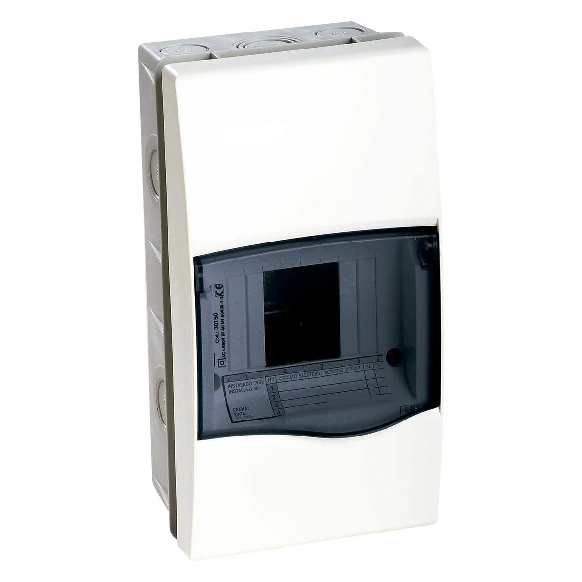 CAJA DE DISTRIBUCIÓN EMPOTRABLE / 4 MÓDULOS / IP40 / IK08 / HALÓGENO LIBRE / CLASE II [CD40E04]