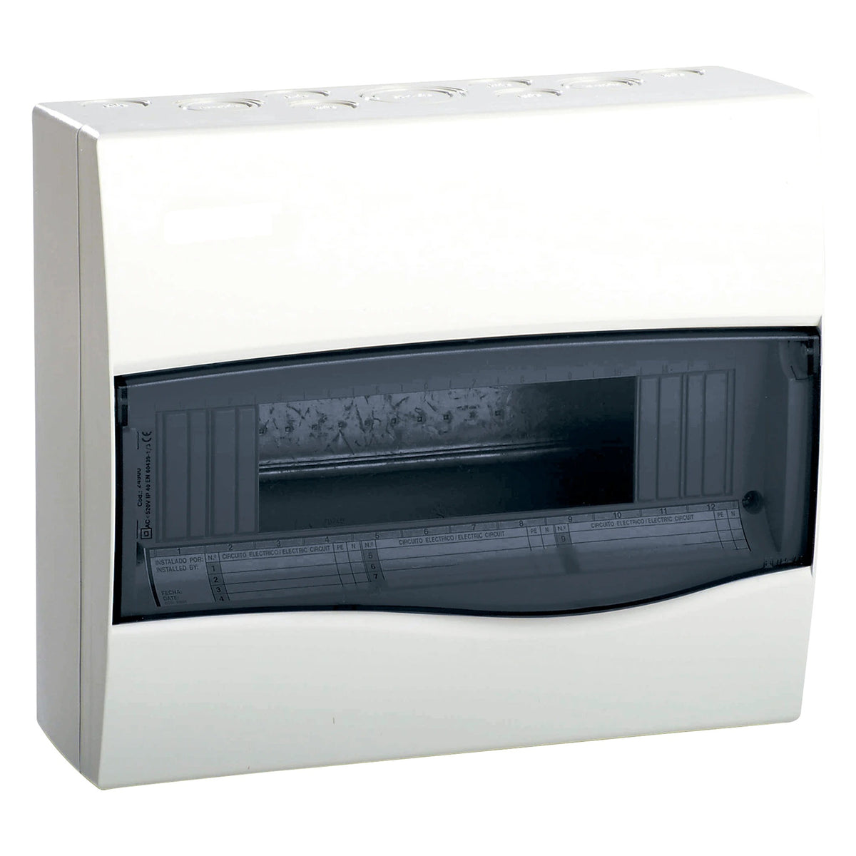 CAJA DE DISTRIBUCIÓN PARA SOBREPONER / IP40 / 12 MÓDULOS / IK08 / HALÓGENO LIBRE / -25°C A +40°C [CD40S12]