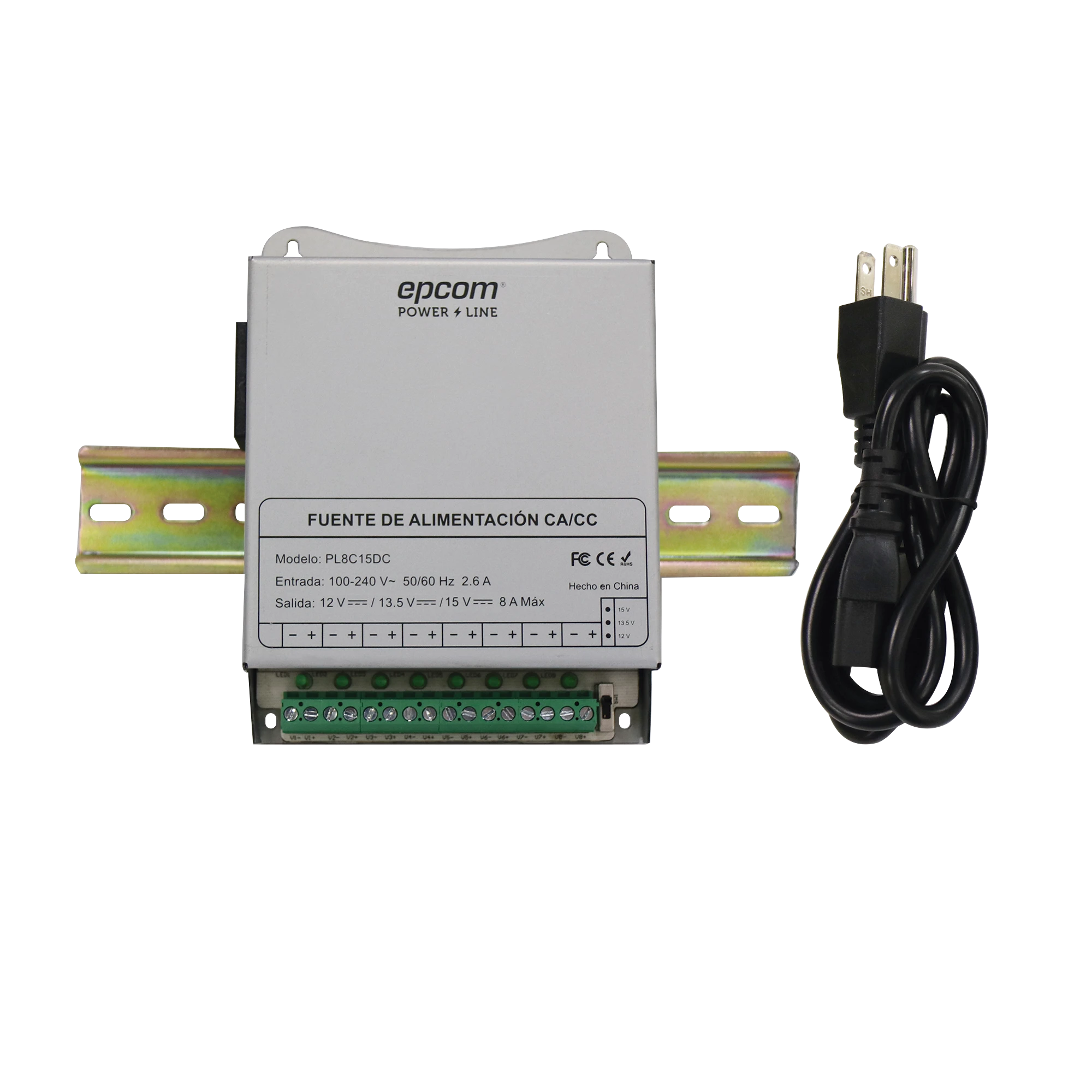 FUENTE DE ALIMENTACIÓN / METÁLICA / SALIDAS SALIDAS AJUSTABLES A 12 VCC / 13.5 VCC / 15 VCC / 8 AMPERES.-Energía-EPCOM POWERLINE-Bsai Seguridad & Controles