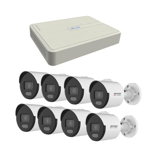 KIT IP 1080P / NVR DE 8 CANALES / 8 CÁMARAS IP BALA COLORVU-Kits Sistemas Completos-HiLook by HIKVISION-KIPCV2M/8B-Bsai Seguridad & Controles