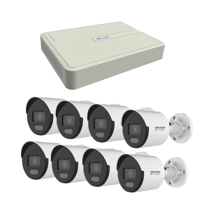 KIT IP 1080P / NVR DE 8 CANALES / 8 CÁMARAS IP BALA COLORVU-Kits Sistemas Completos-HiLook by HIKVISION-KIPCV2M/8B-Bsai Seguridad & Controles