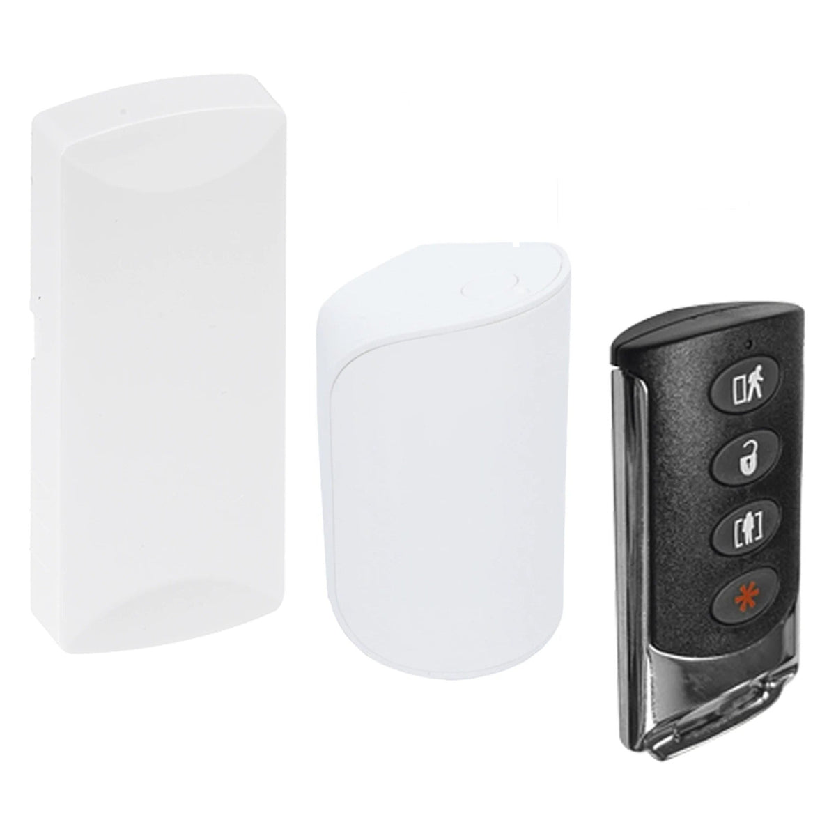 KIT DE SENSORES INALÁMBRICOS / 2 CONTACTOS MAGNÉTICOS / 1 PIR INMUNE A MASCOTAS 38 KG / 1 LLAVERO REMOTO 4 BOTONES / 433 MHZ / ALCANCE 12 M (39.4 FT) [KIT-RF-SFIRE-DSC-2]