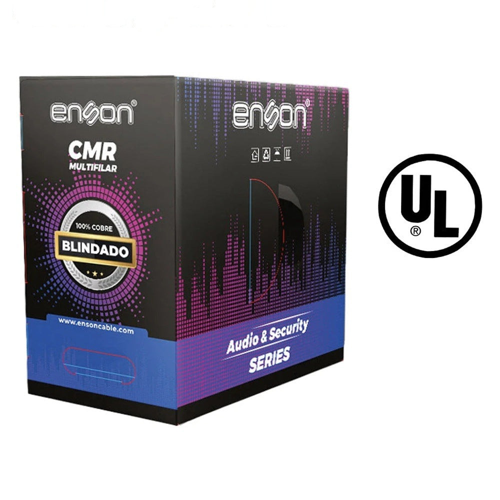 CABLE PARA AUDIO Y SEGURIDAD ENSON 4C/18AWG MULTIFILAR 100 POR CIENTO COBRE FORRO DE PVC CMR COLOR GRIS BLINDADO CERTIFICACION UL 305 METROS [EPRO-5302F]