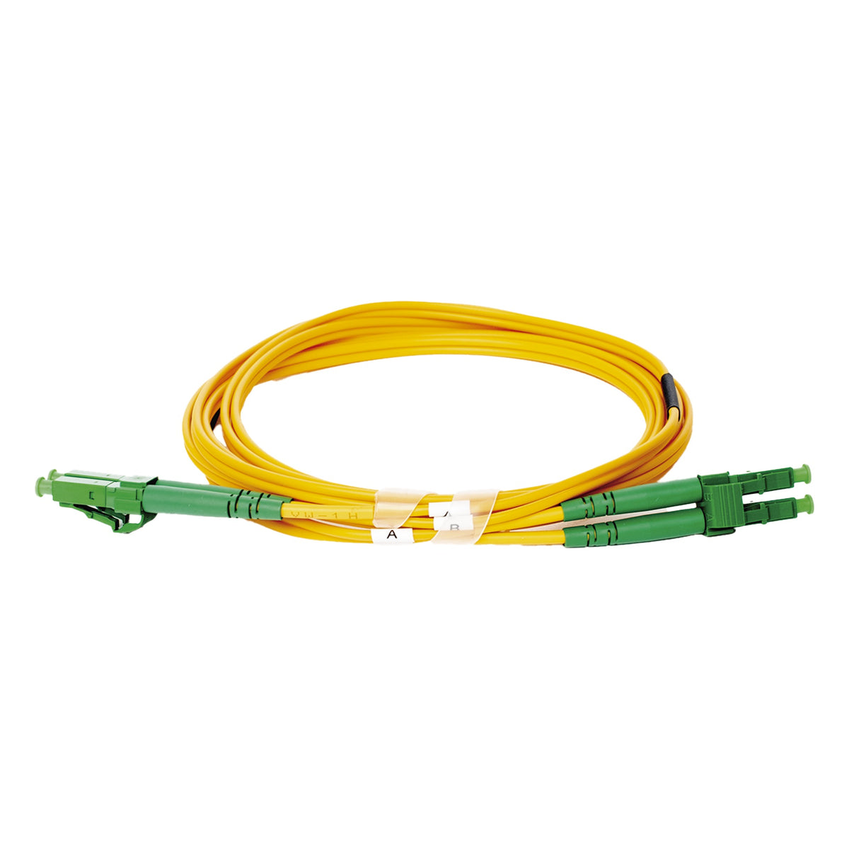 JUMPER DE FIBRA ÓPTICA MONOMODO 9/125 LC/APC-LC/APC, PVC, 2.0 MM, AMARILLO, 2 METROS [LPSM2LCALCAS2]