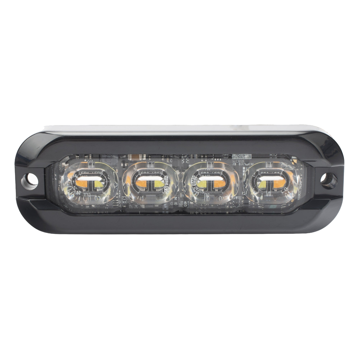 LUZ DE ADVERTENCIA DIRECCIONAL LED / 8 LED DUALES ÁMBAR-BLANCO / MONTAJE CURVO HASTA 120° / 69 PATRONES DE DESTELLO / SAE CLASS I Y II / IP69K [ED3793AW]