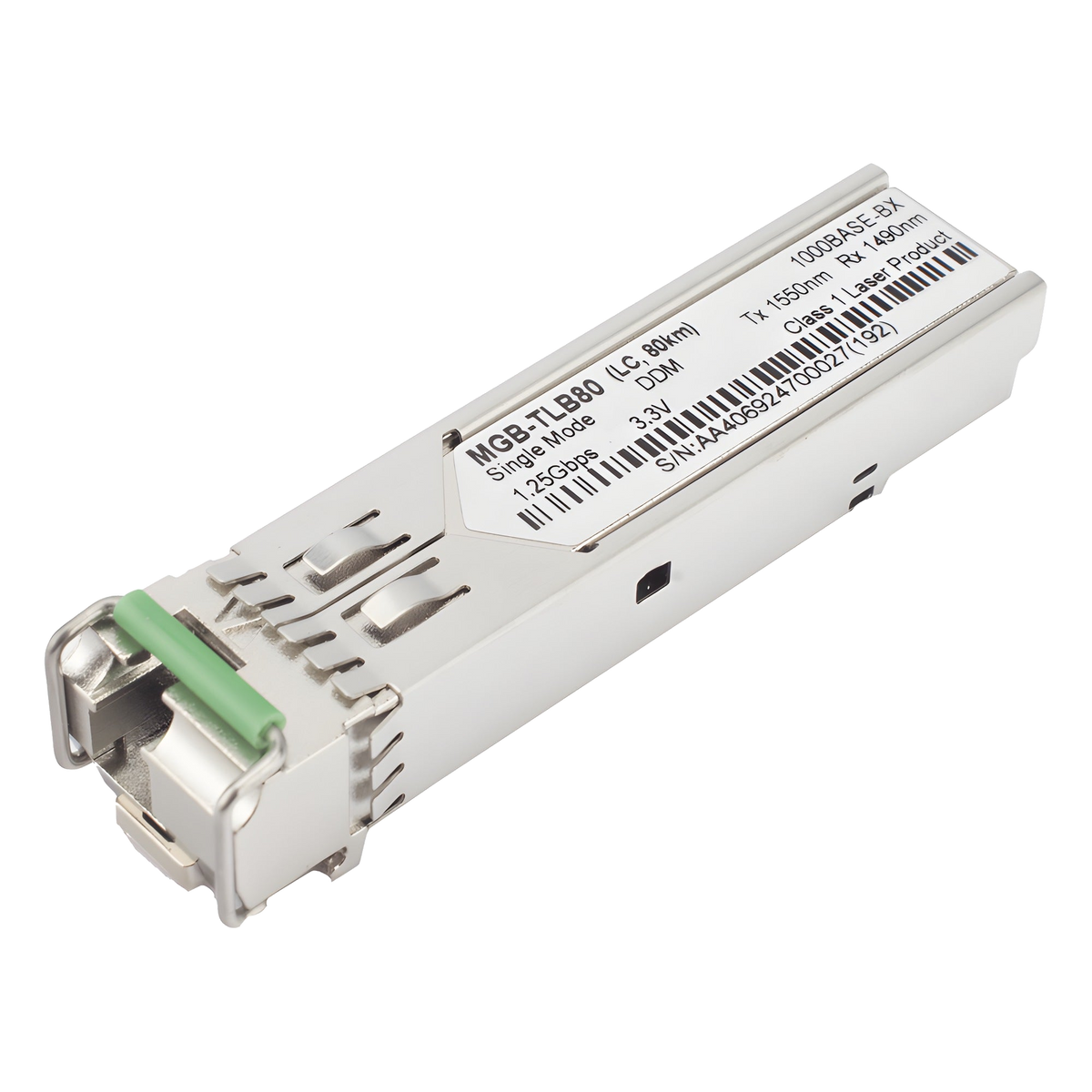 TRANSCEPTOR SFP INDUSTRIAL / 1000BASE-BX / WDM 80 KM / TX 1550 NM / RX 1490 NM / LC/UPC SIMPLEX / -40~85 °C [MGB-TLB80]