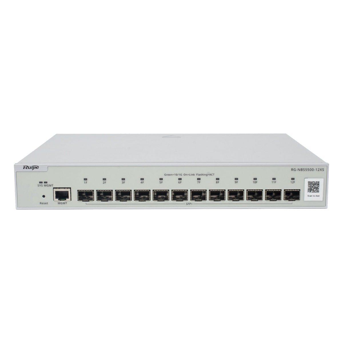 SWITCH ADMINISTRABLE FULL AGGREGATION CAPA 3 / 12 PUERTOS SFP+ 10G / 240 GBPS / 1U / 11.81 X 9.13 X 1.73 IN [RG-NBS5500-12XS]
