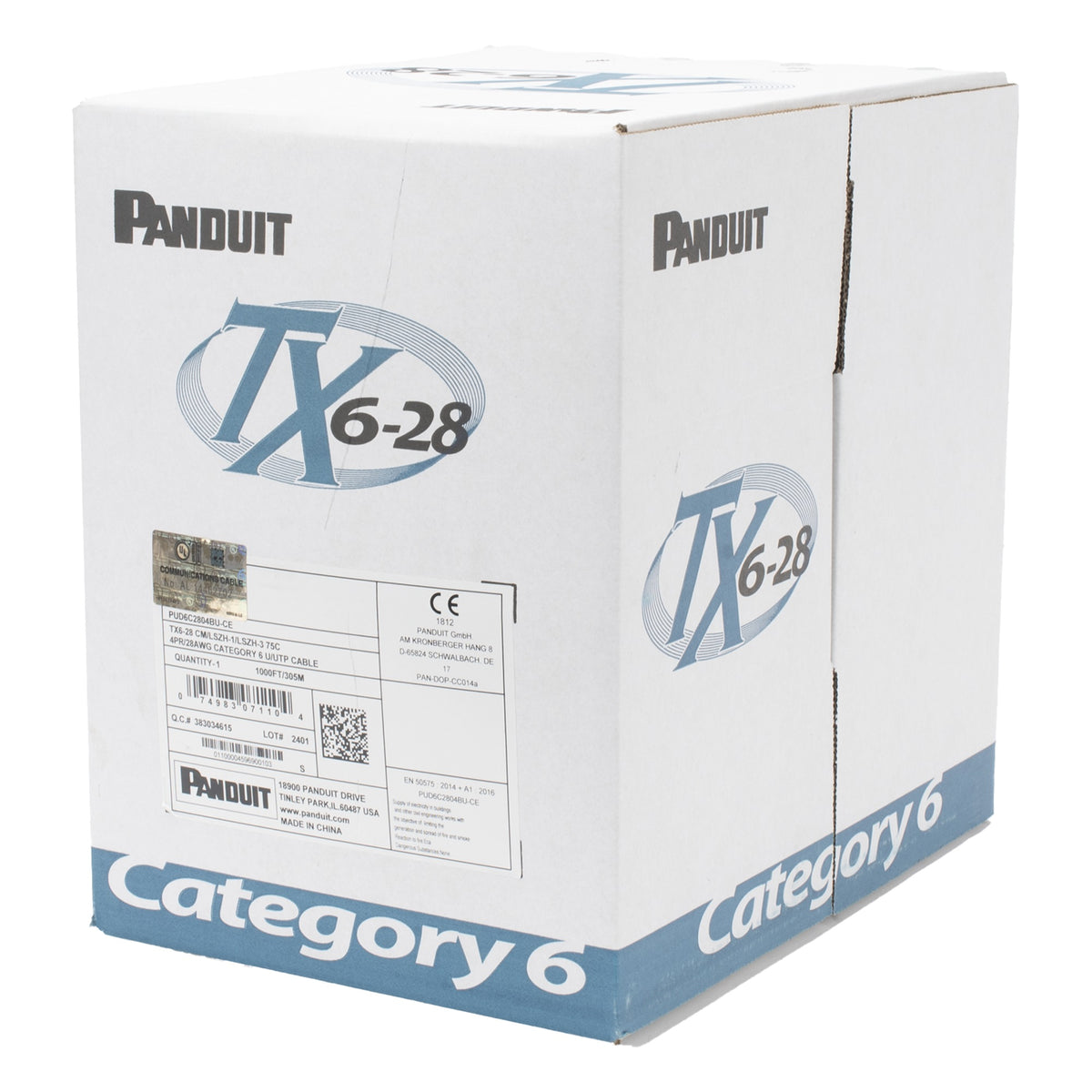 CABLE UTP / CAT 6 / 28 AWG / 305 M (1000 FT) / CM-LSZH / DIÁMETRO 4.0 MM / 4 PARES / 250 MHZ [PUD6C2804WH-CE]