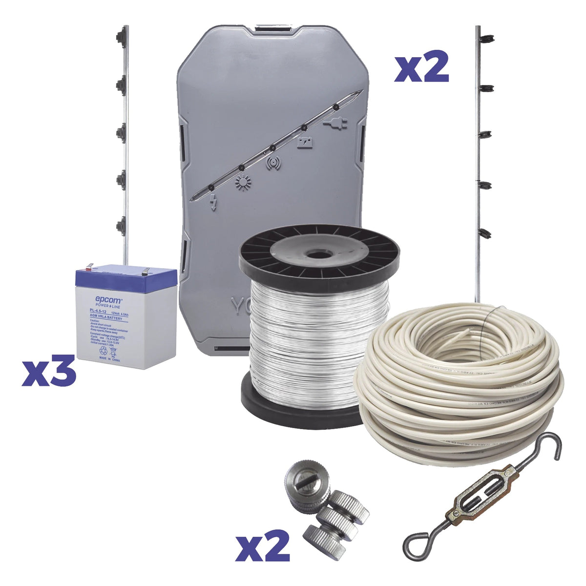 KIT ENERGIZADOR PERIMETRAL / 25 M (82 FT) DE PROTECCIÓN / 12,000 V / CONSUMO 1.2 KW/MES / SMT / ANTIOXIDANTE Y ANTI-UV