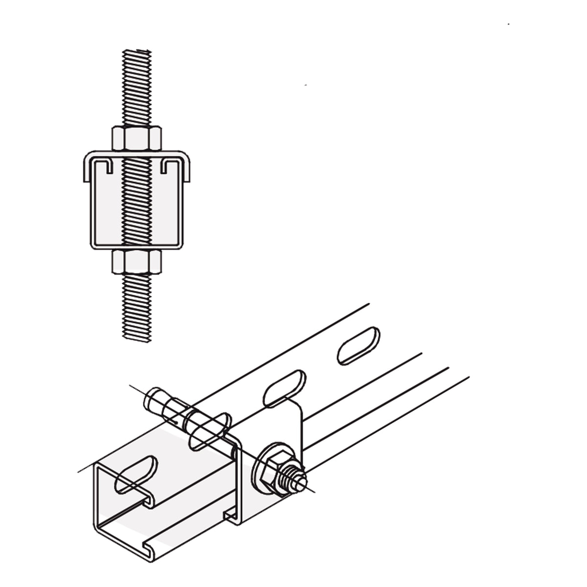 TOPE UNICANAL / FORMA U / TORNILLO 3/8" (9.5 MM) / ACERO GALVANIZADO / CARGA PESADA [ANC-HA06]
