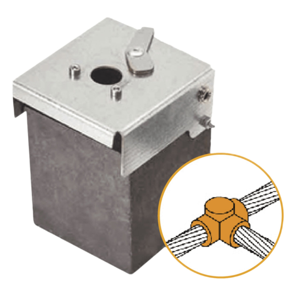 SOLDADURA EXOTÉRMICA / UNIÓN T HORIZONTAL / 1/0 AWG (50 MM²) / 50 SOLDADURAS / GRAFITO CON TAPA ELECTROGALVANIZADA [ATW10/W10/TH]