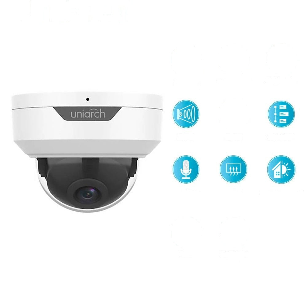 CAMARA ANALOGICA LIGHTHUNTER DOMO UNIARCH UAC-D122-AF28M / 2MP / AHD/TVI/CVI/CVBS / LENTE FIJO 2.8 MM / 12 VCD / IP67 / IR 20M / DWDR / MENU OSD / MIC INCLUIDO / DEFOG / 3 AXIS / INTERIOR / EXTERIOR / METALICA [UAC-D122-AF28M-H]