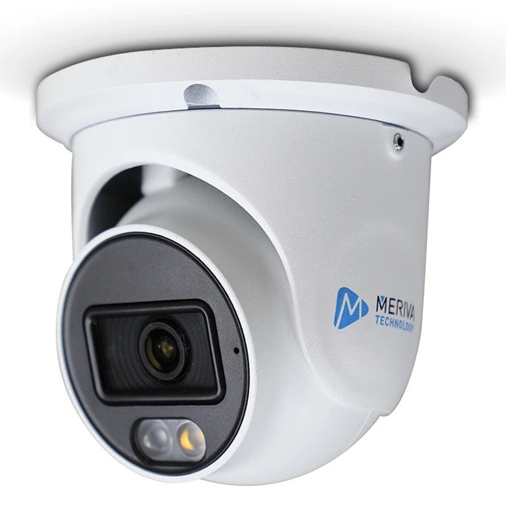 CAMARA IP TURRET MERIVA TECHNOLOGY / 6MP / H.265S / 2.8MM / ILUMINACION DUAL (20 - 30M IR / LUZ CALIDA) / IP67 / METALICA / 12 VCD / POE / SOPORTA MICRO SD HASTA 512 GB (NO INCLUIDA) / 1 ENTRADA + 1 SALIDA DE AUDIO / MICROFONO INTEGRADO [MTD-E600FDA]