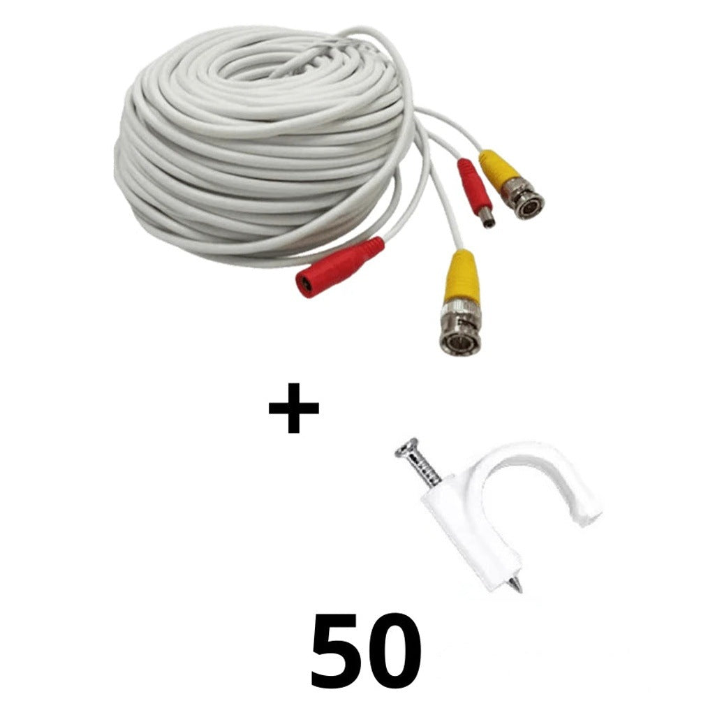 TCE-BNC20WLMG5-PAQUETE DE CABLE SIAMES ARMADO BLANCO DE 20 METROS CON BOLSA DE 50 GRAPAS DE PARED BLANCAS DE 5MM [OEM9180002]