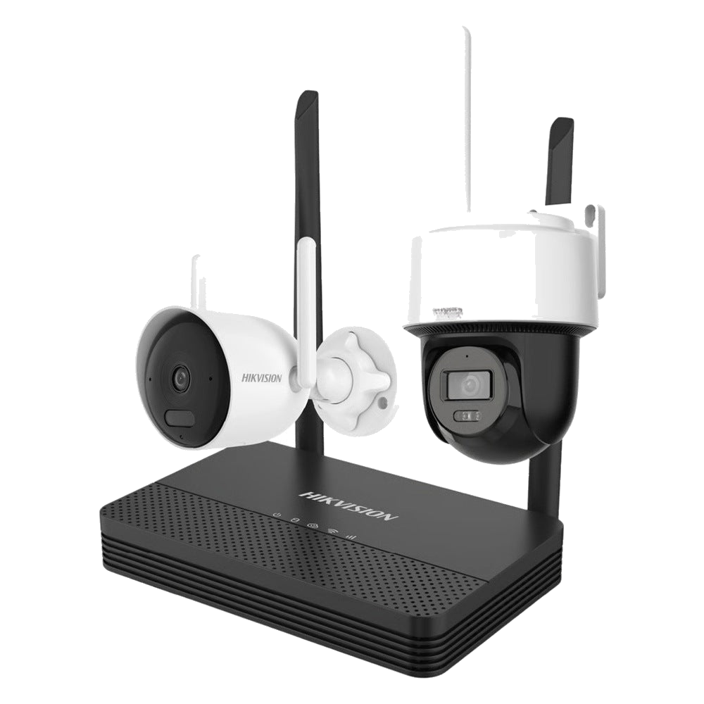 KIT IP INALÁMBRICO / 2 MEGAPIXEL / NVS 4 CANALES / 2 CÁMARAS WI-FI / DUAL LIGHT 30 M (98.4 FT) / AUDIO BIDIRECCIONAL / 97° HFOV