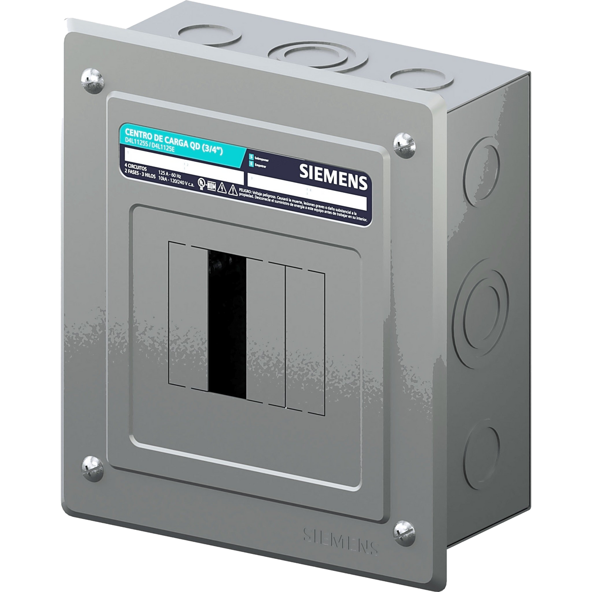 CENTRO DE CARGA MONOFÁSICO / 4 POLOS / 125 A / 120/240 VCA / EMPOTRAR / NEMA 1 / 10 KA SCCR [D4L2125E]