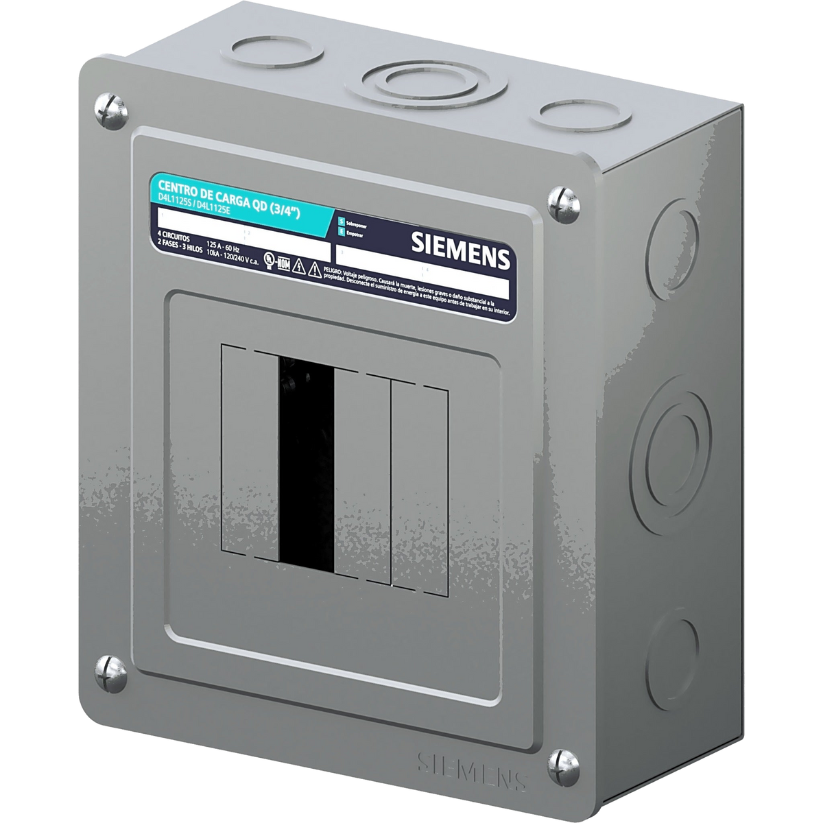 CENTRO DE CARGA MONOFÁSICO / 4 POLOS / 125 A / 120/240 VCA / NEMA 1 / 10 KA / SOBREPONER [D4L2125S]