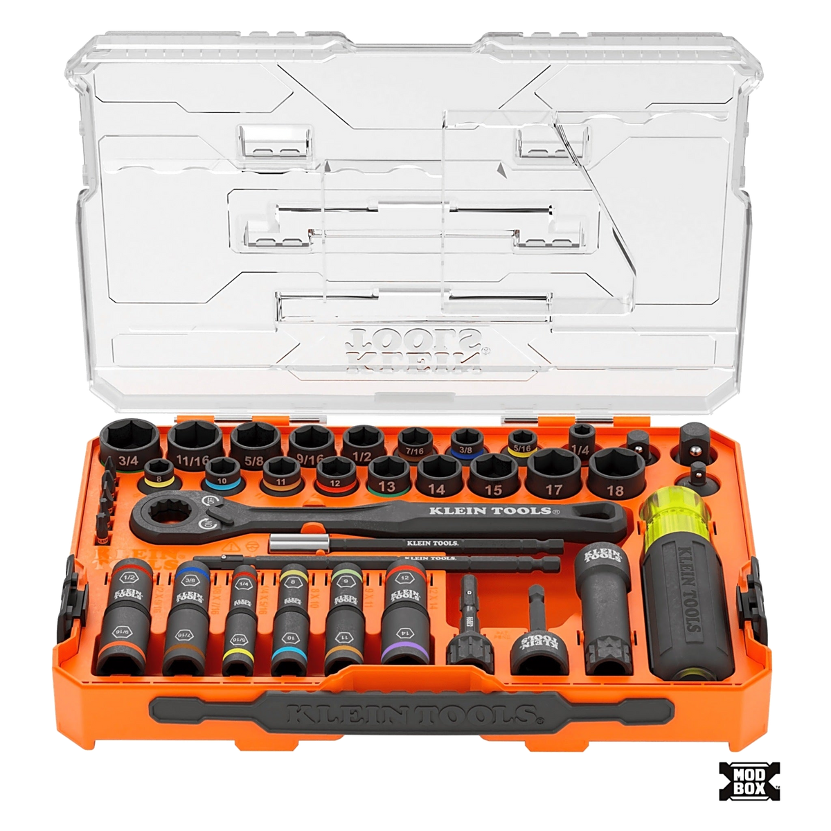 JUEGO DE DADOS DE IMPACTO / PASO A TRAVÉS / 39 PIEZAS / SAE Y MÉTRICO / SISTEMA KNECT / ADAPTADOR 3/8" [65500-KNECT]