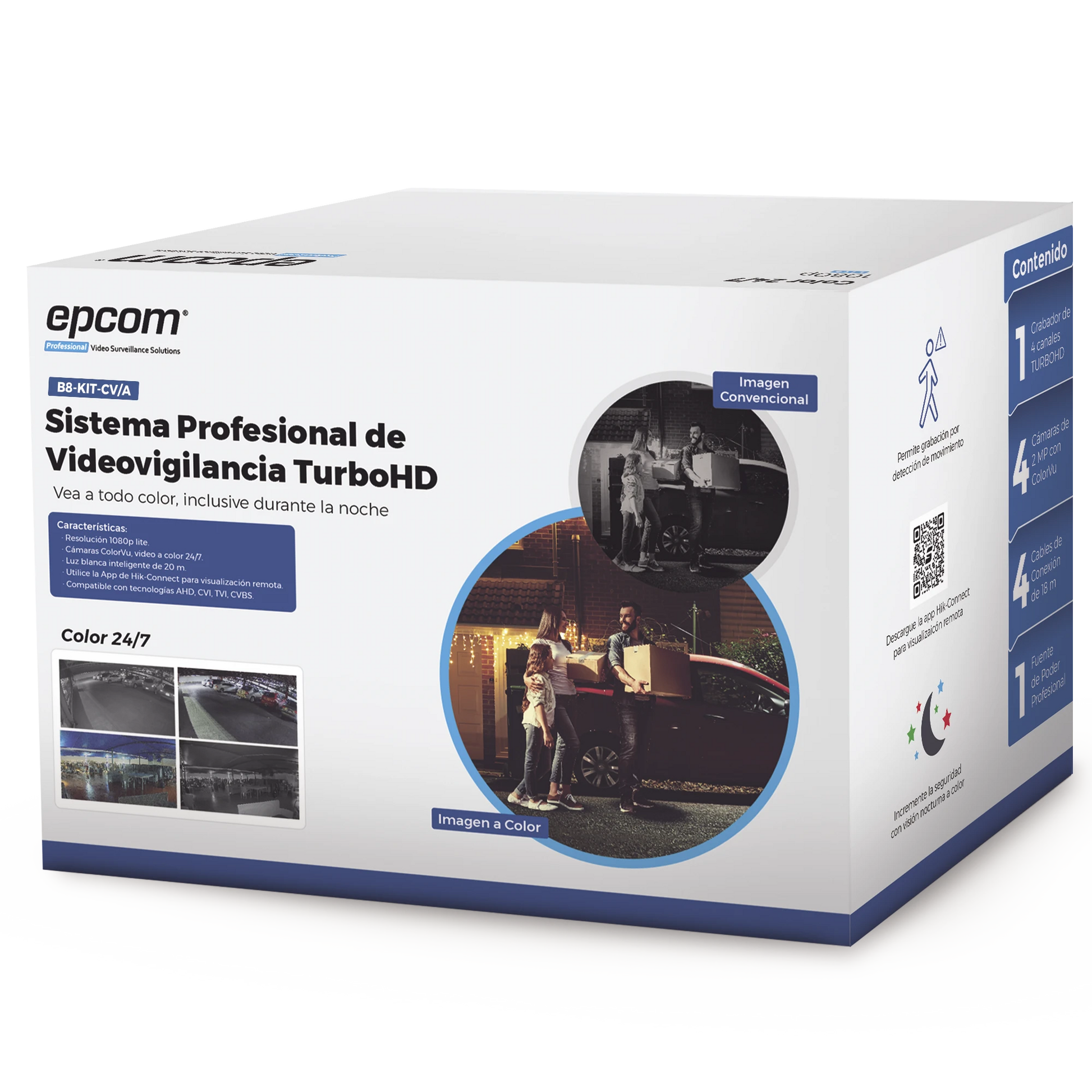 KIT TURBOHD 1080P / DVR 4 CANALES / 4 CÁMARAS BALA COLORVU CON MICROFONO INTEGRADO / FUENTE DE PODER / ACCESORIOS DE INSTALACIÓN-Kits- Sistemas Completos-EPCOM PROFESSIONAL-Bsai Seguridad & Controles