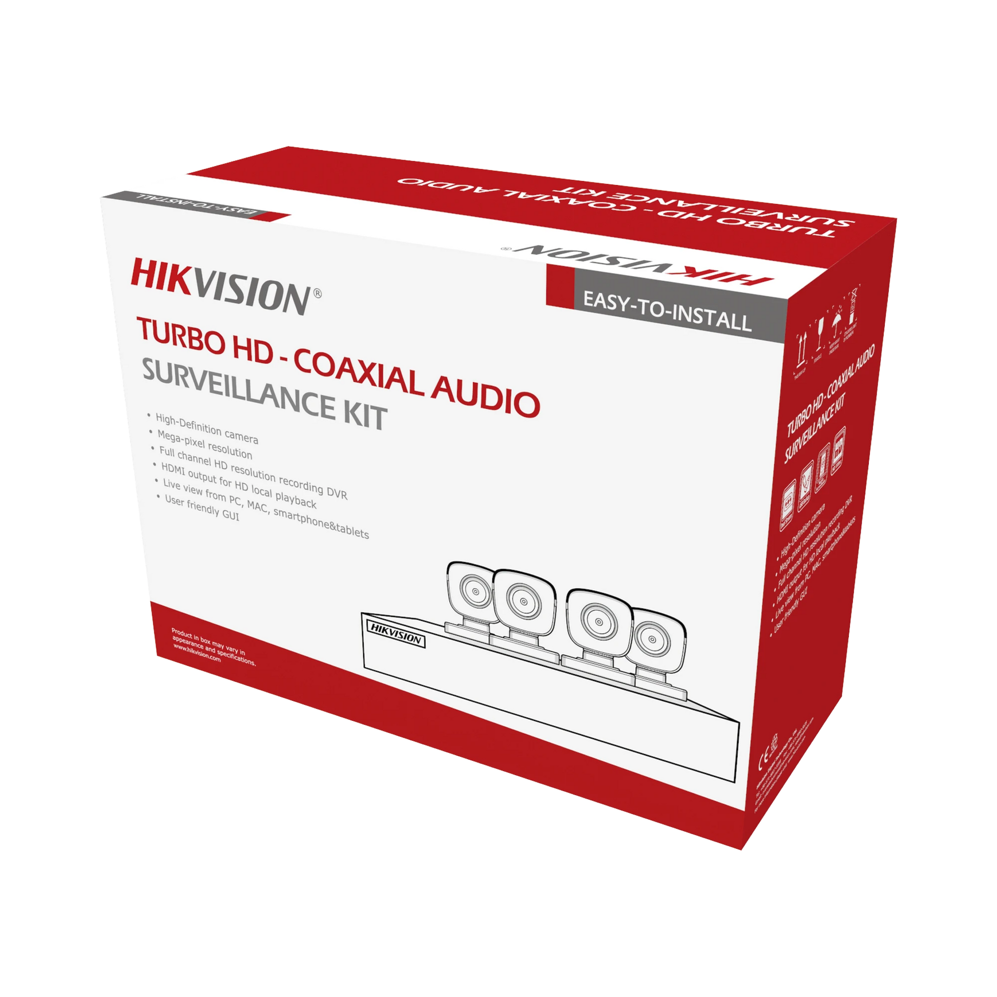 KIT TURBOHD 1080P / DVR 4 CANALES / 4 CÁMARAS BALA COLORVU / FUENTE DE PODER / ACCESORIOS DE INSTALACIÓN-Kits Cámaras de Seguridad-HIKVISION-Bsai Seguridad & Controles