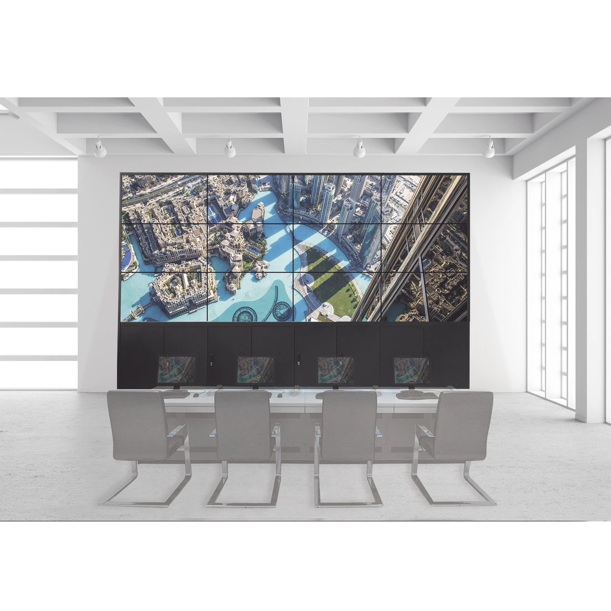 KIT VIDEOWALL 4X3 / INCLUYE 12 PANTALLAS DE 55" / DECODER / BASE DE PISO / ACCESORIOS DE INSTALACIÓN-Monitores Pantallas y Mobiliario-HIKVISION-Bsai Seguridad & Controles