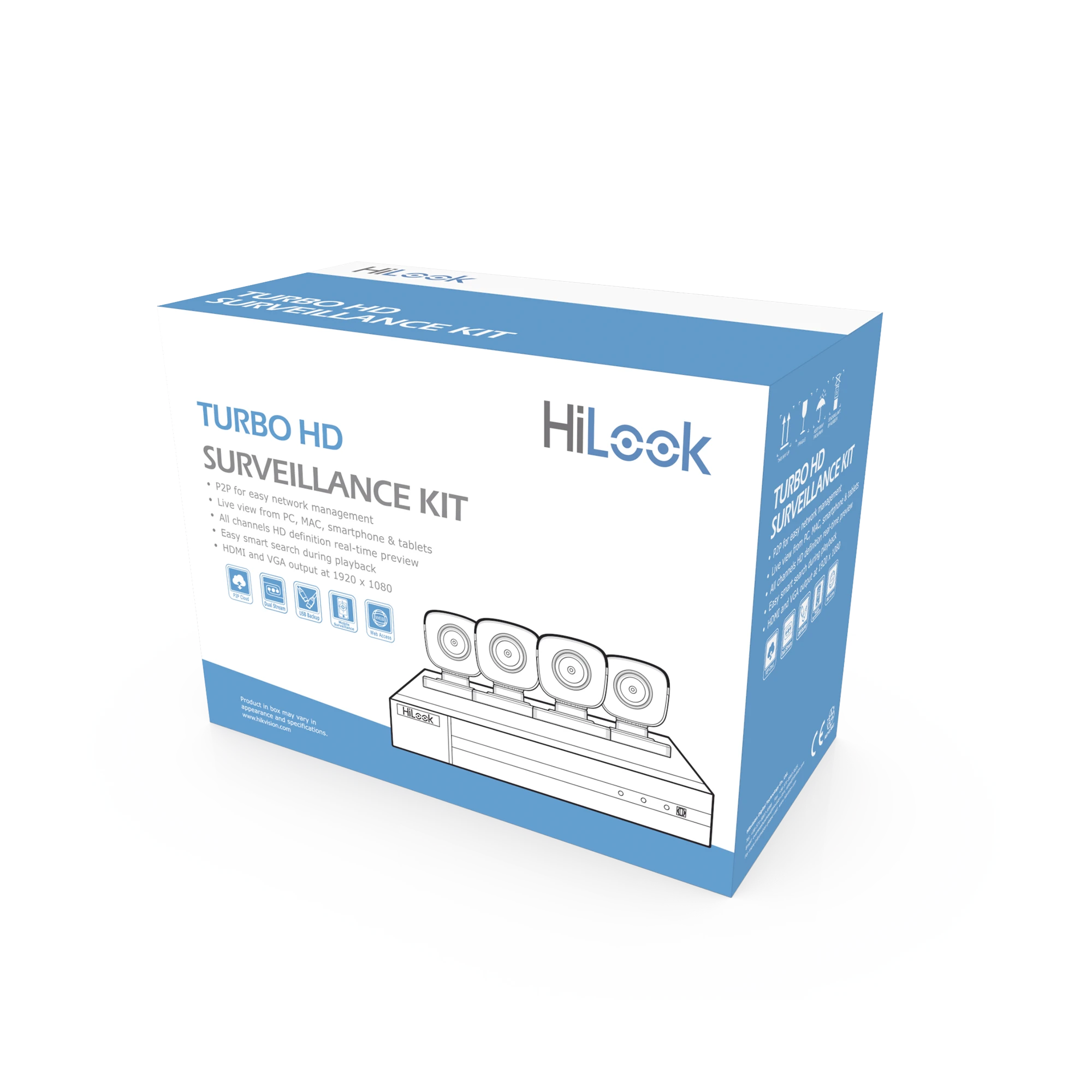 KIT TURBOHD 1080P / H.265+/ DVR 4 CANALES / 4 CÁMARAS BALA DE METAL / FUENTE DE PODER / ACCESORIOS DE INSTALACIÓN-Kits Sistemas Completos-HILOOK BY HIKVISION-Bsai Seguridad & Controles