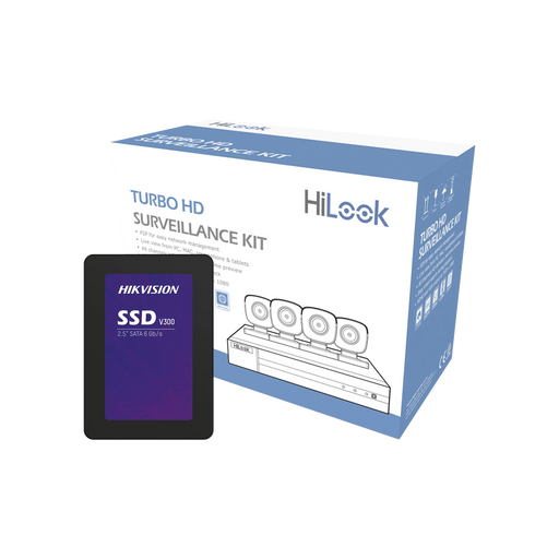 KIT TURBOHD 1080P + SSD DE 1 TB (1024 GB) / DVR 4 CANALES / 4 CÁMARAS BALA DE METAL / FUENTE DE PODER / ACCESORIOS DE INSTALACIÓN-Kits- Sistemas Completos-HiLook by HIKVISION-HL24LQKITS-M(B)/1TB-Bsai Seguridad & Controles