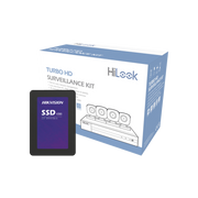 KIT TURBOHD 1080P + SSD DE 512 GB / DVR 4 CANALES / 4 CÁMARAS BALA DE METAL / FUENTE DE PODER / ACCESORIOS DE INSTALACIÓN-Kits- Sistemas Completos-HILOOK BY HIKVISION-Bsai Seguridad & Controles