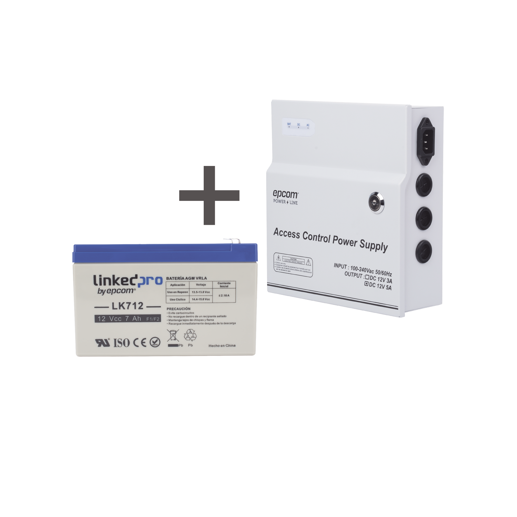 KIT / FUENTE REGULADA DE 11 - 15 V @ 5A / CAPACIDAD DE RESPALDO / MODELO ACPST1205 + BATERÍA INCLUIDA LK712-Fuentes de Poder-EPCOM POWERLINE-Bsai Seguridad & Controles