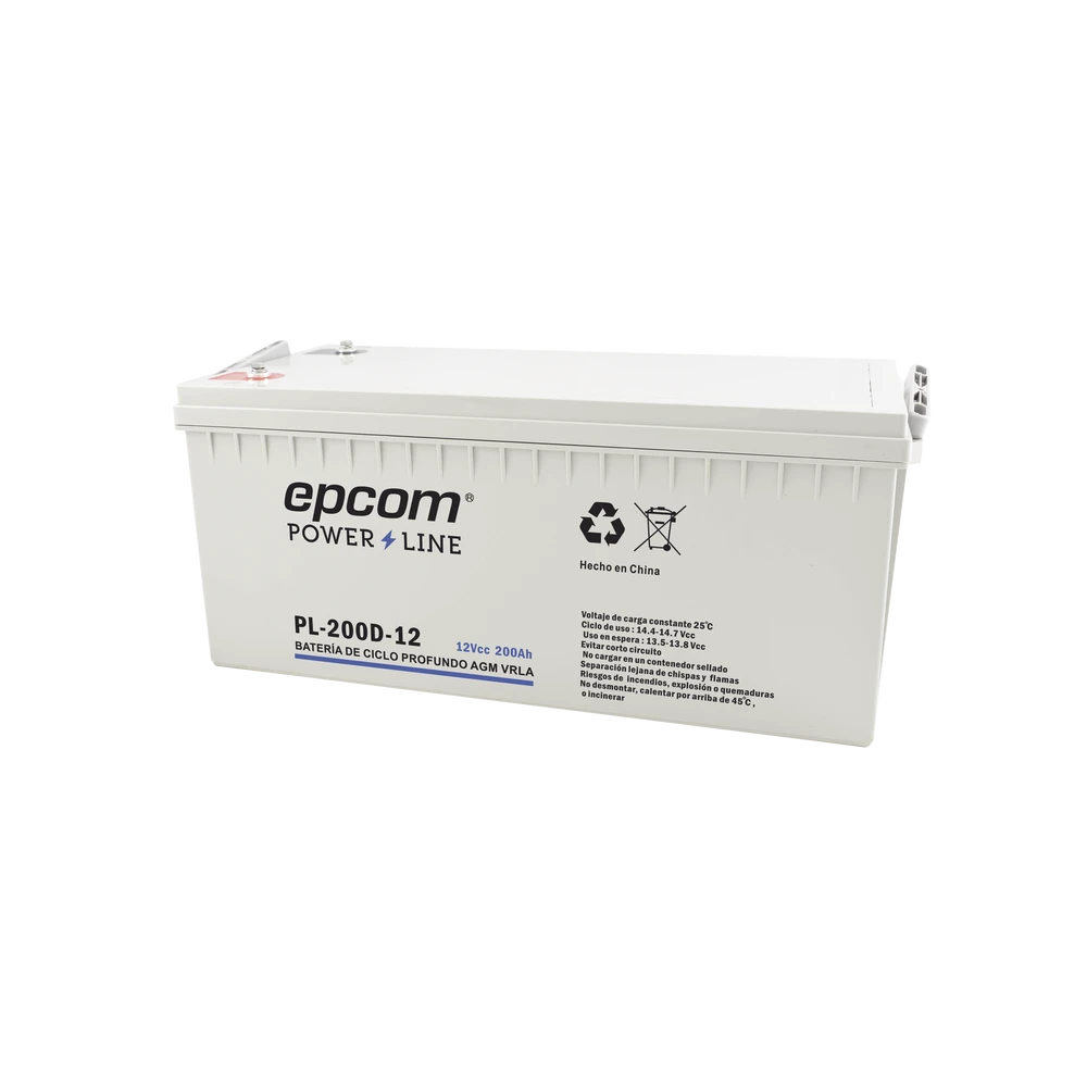 ACUMULADOR TECNOLOGÍA VRLA AGM 12 V 200 AH PARA APLICACIÓN FOTOVOLTAICA-Baterías-EPCOM POWERLINE-Bsai Seguridad & Controles