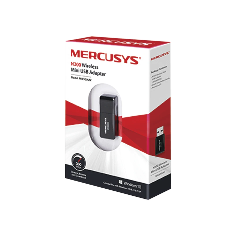 ADAPTADOR INALÁMBRICO N USB 2.0 DE 300 MBPS 2.4 GHZ, 2T2R CON 2 ANTENAS INTERNAS-Redes WiFi-MERCUSYS-Bsai Seguridad & Controles