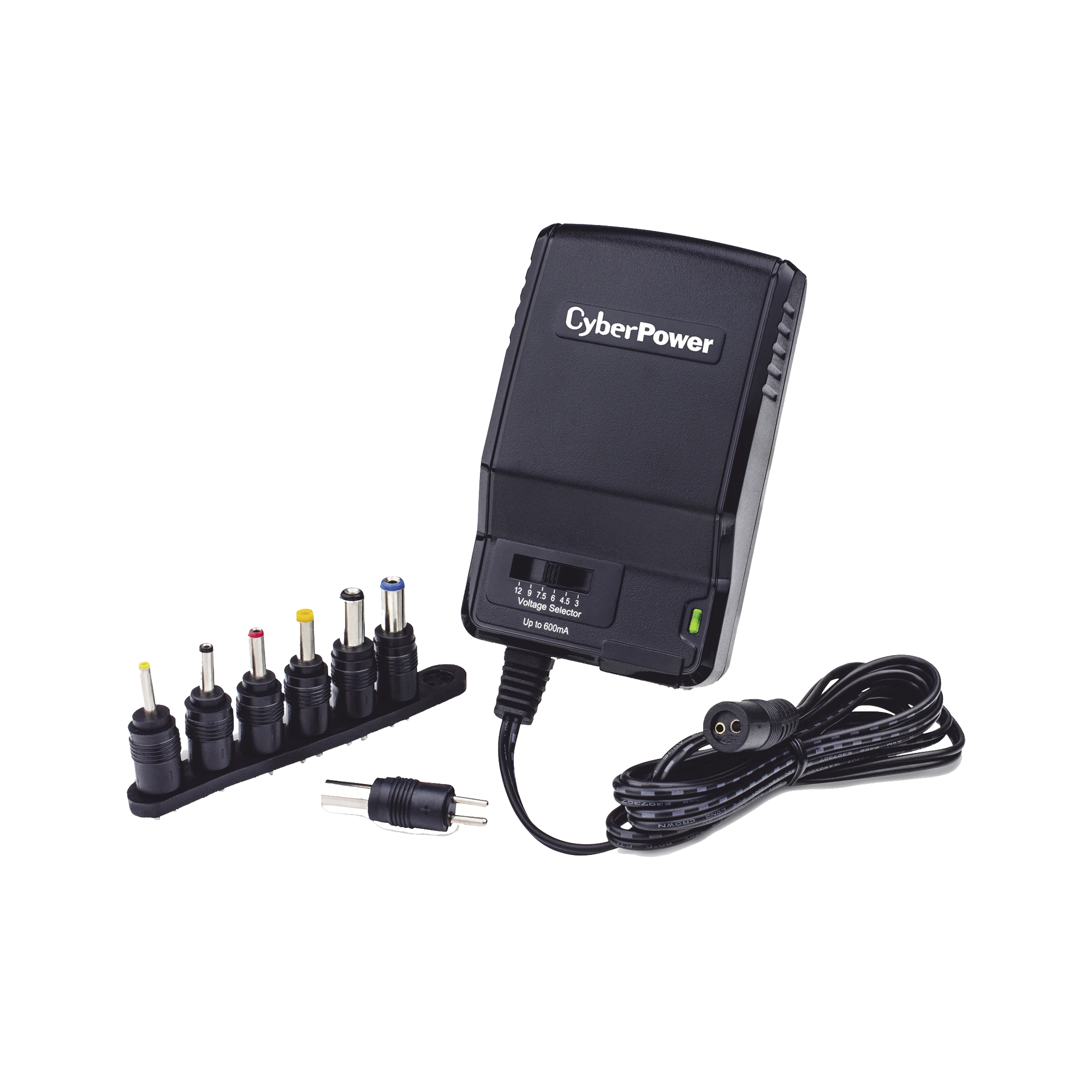 ADAPTADOR UNIVERSAL DE ALIMENTACIÓN, PARA PARED, CON ENTRADA 120 VCA NEMA 5-15P, Y SALIDA AJUSTABLE DE 3-12 VCC 600MA-Herramientas-CYBERPOWER-Bsai Seguridad & Controles