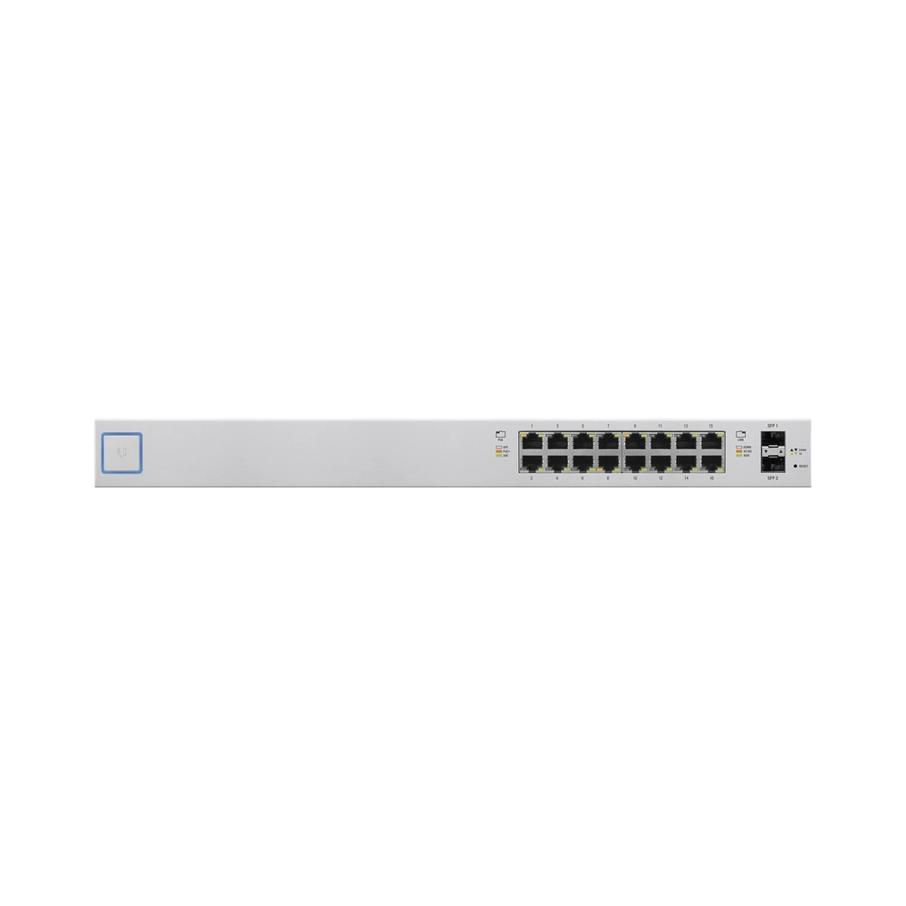 SWITCH UNIFI ADMINISTRABLE DE 18 PUERTOS (16 GIBABIT POE+ 802.3AT/AF Y PASIVO 24V + 2 SFP) 150 WATTS-Redes WiFi-UBIQUITI-Bsai Seguridad & Controles